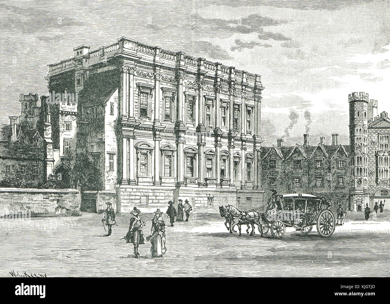 Das Banqueting House, Whitehall, London, in der Zeit von Charles I. Stockfoto