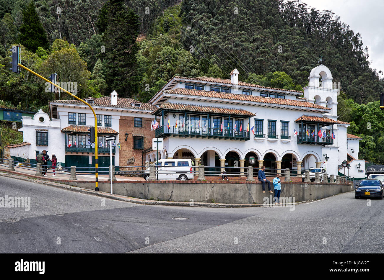 Talstation der Seilbahn auf den Cerro de Monserrate, Bogota, Kolumbien, Südamerika Stockfoto