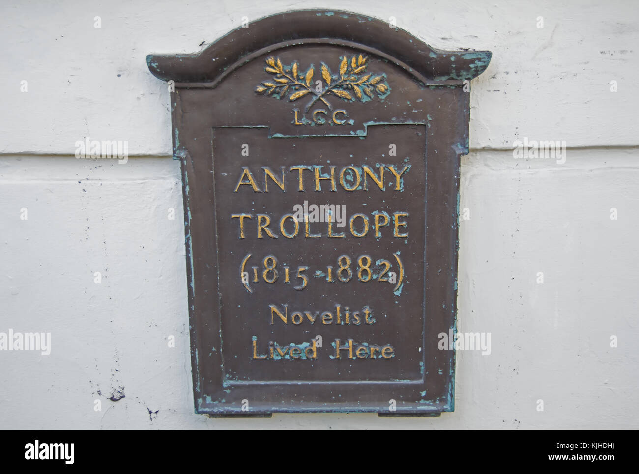 London County Council Plakette kennzeichnen ein Haus aus dem 19. Jahrhundert Romancier Anthony Trollope Stockfoto