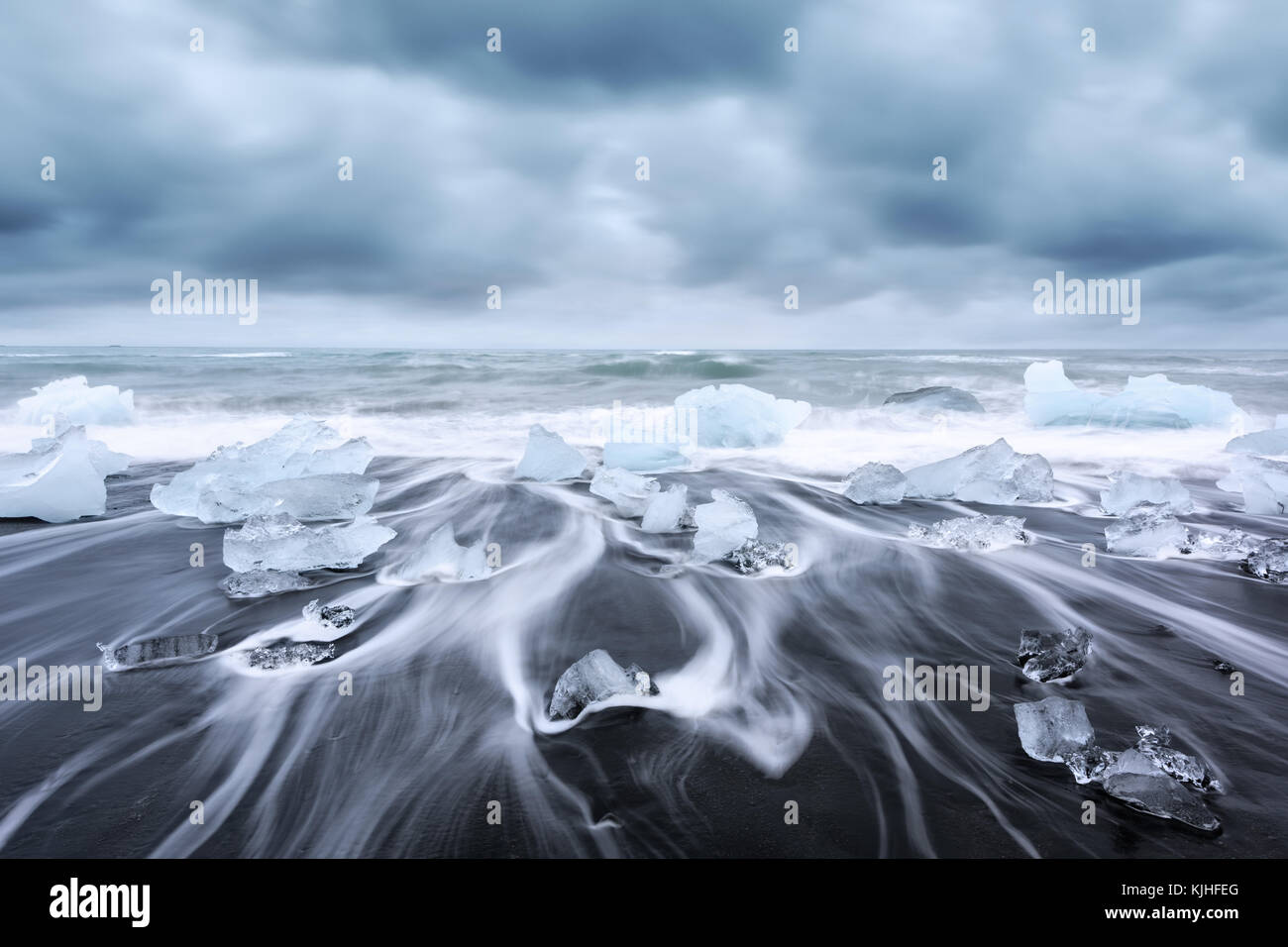 Eisberg Stücke auf Diamond Beach Stockfoto
