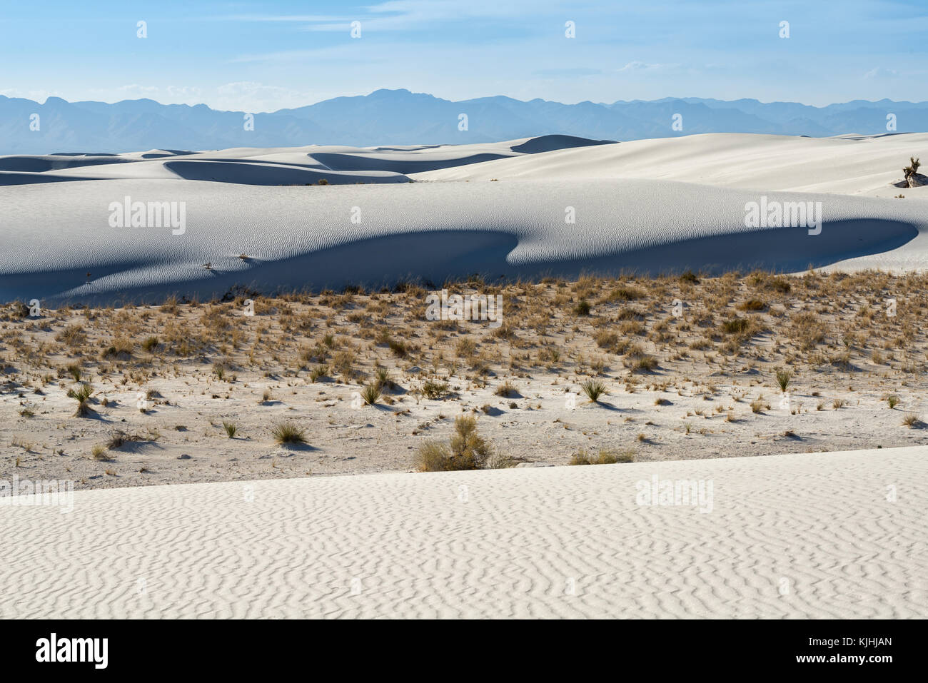Die einzigartige und wunderschöne White Sands National Monument in New Mexico. Dieser Gips dune Feld ist die größte ihrer Art in der Welt. In Southe entfernt Stockfoto