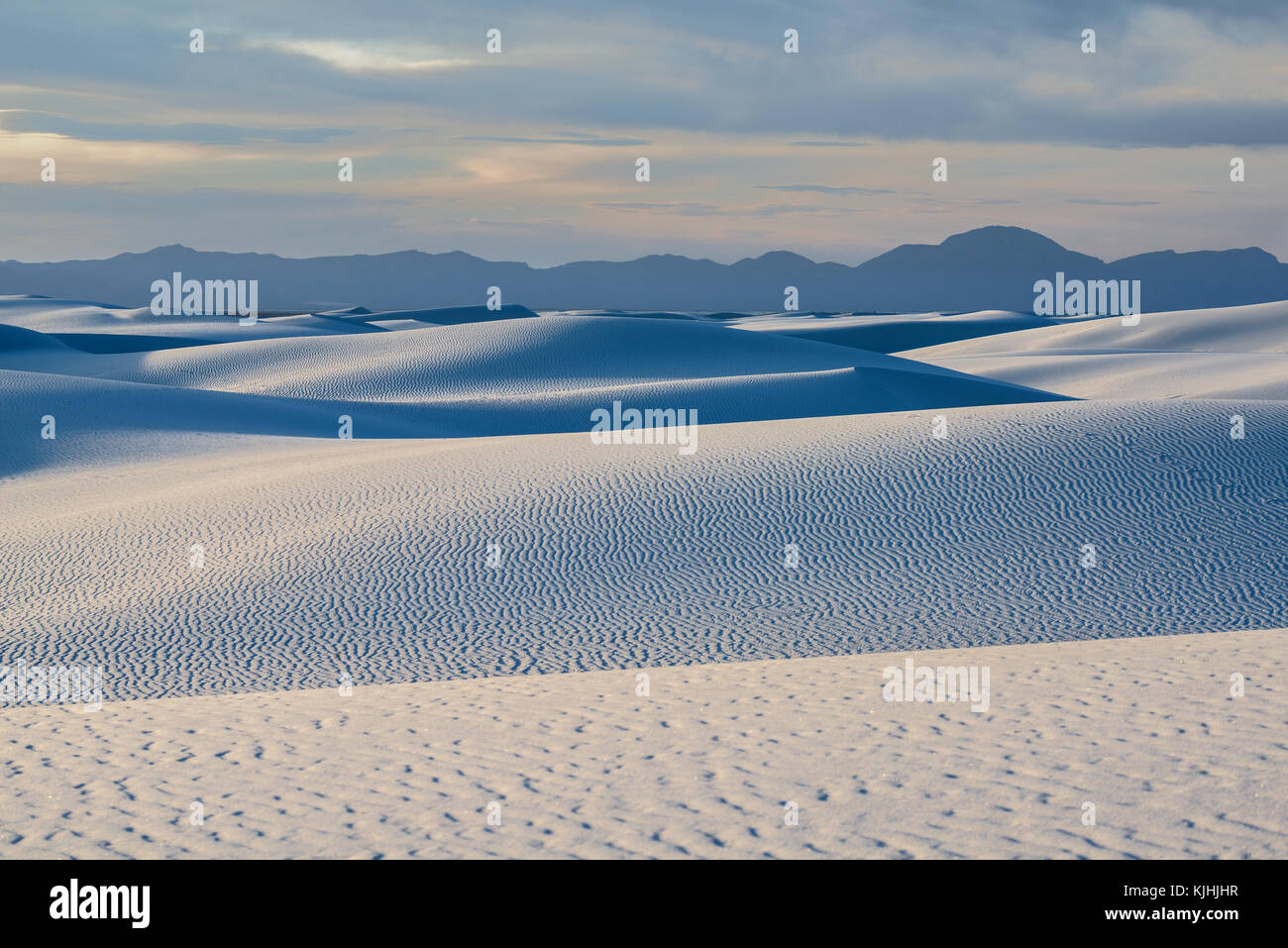 Die einzigartige und wunderschöne White Sands National Monument in New Mexico. Dieser Gips dune Feld ist die größte ihrer Art in der Welt. In Southe entfernt Stockfoto
