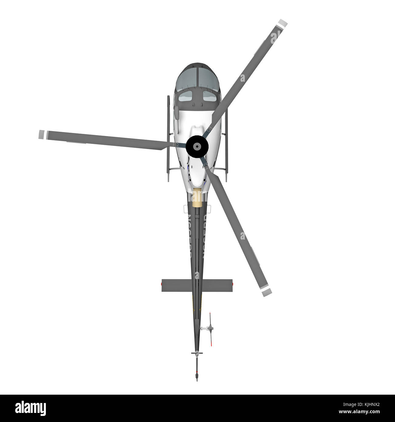 Polizei Hubschrauber Top View isoliert auf Weiss. 3D-Rendering Stockfoto