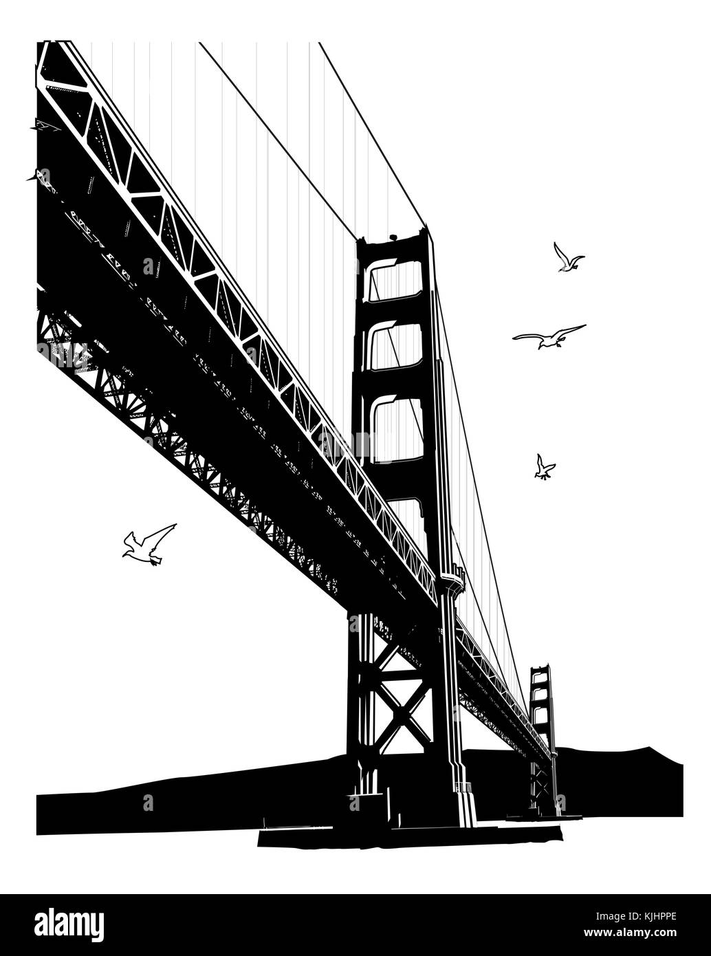 Die Golden Gate Bridge, San Francisco - Vector Illustration Stock Vektor