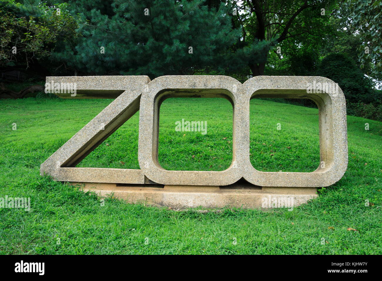 Die konkreten zoo Zeichen auf dem Gelände des Smithsonian Zoo, washington dc Stockfoto