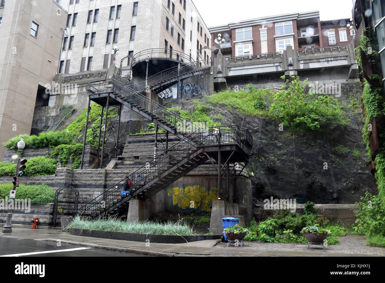 Treppe gehen bis in die oberste Straßen in Quebec City, Quebec, Kanada Stockfoto