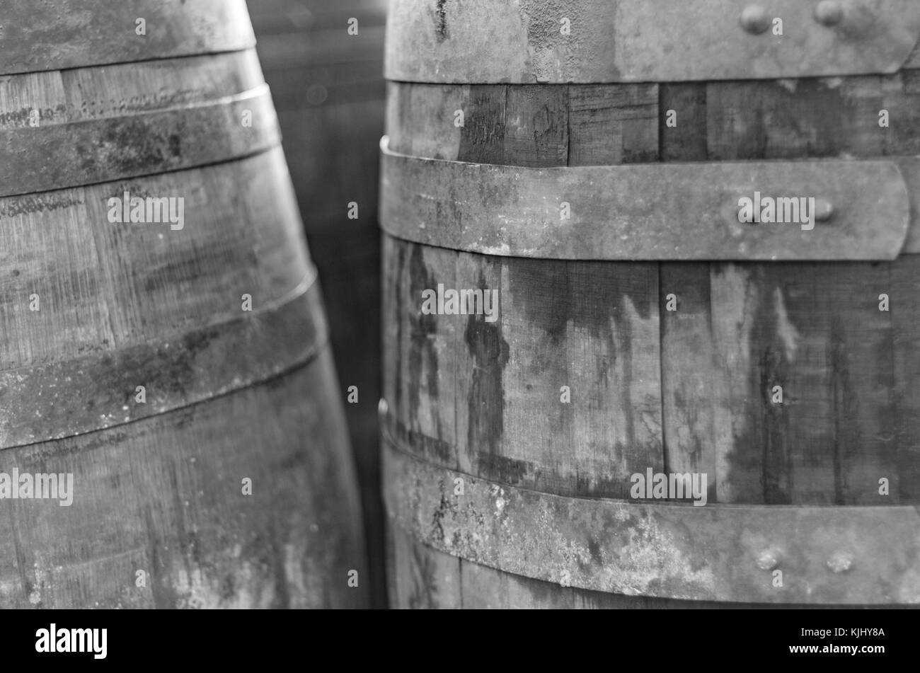 Fässer Whisky Glenfiddich Distillery, Dufftown, Highlands, Schottland, Großbritannien Stockfoto