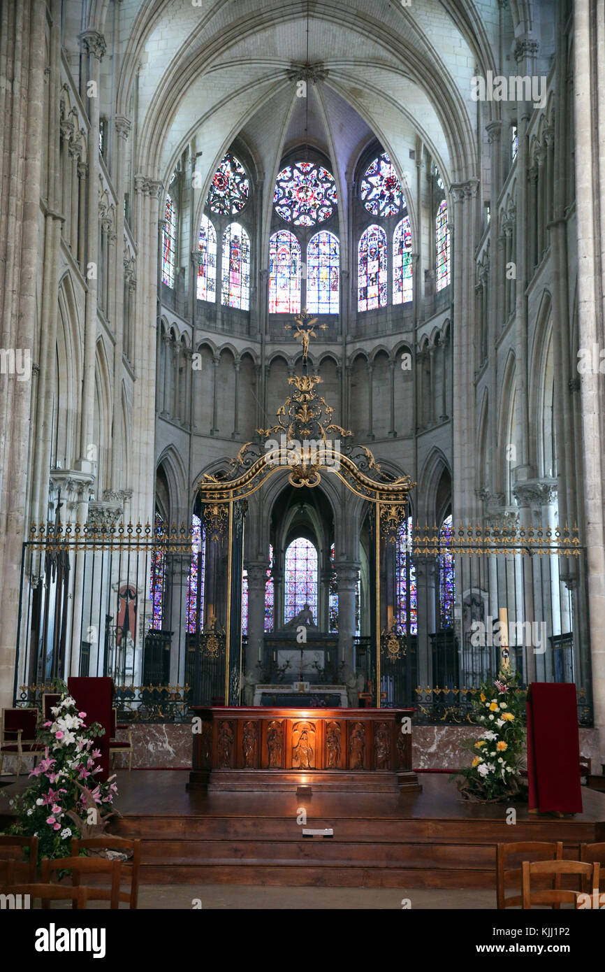 Der Kathedrale von Auxerre, dem heiligen Stephan geweiht. Der Chor. Frankreich. Stockfoto