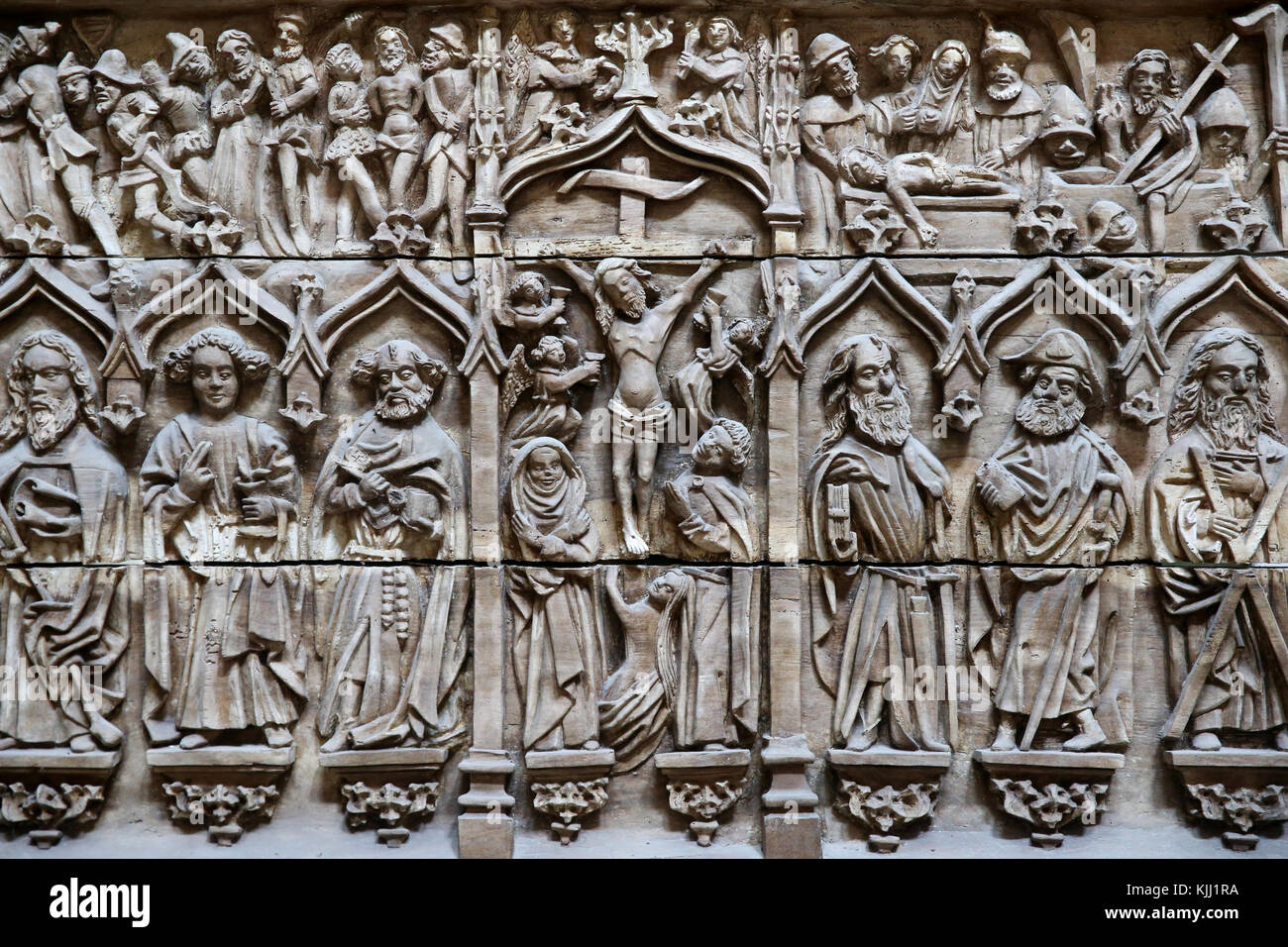 Die Abtei von Saint-Germain d'Auxerre. Passion Jesu. Holz geschnitzt. 15. Jahrhundert. Frankreich. Stockfoto