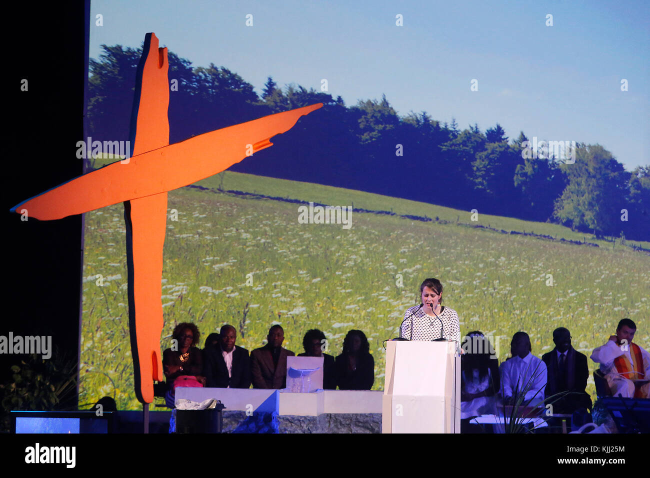 FRAT katholische Jugend Camp. Taufe Vigil. Frankreich. Stockfoto