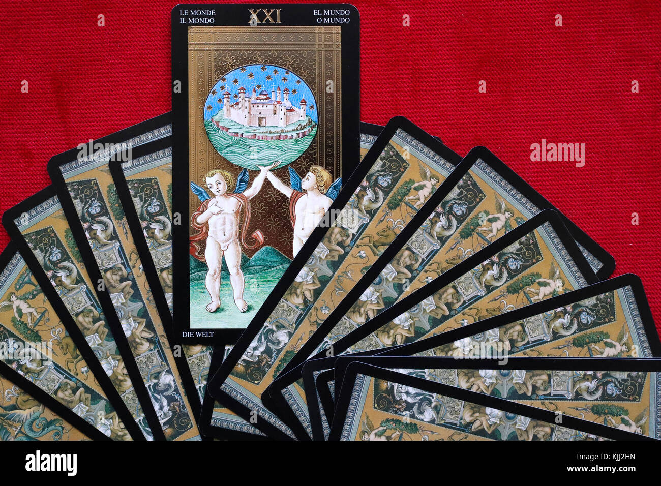 Tarot Karten. Der Welt. Stockfoto