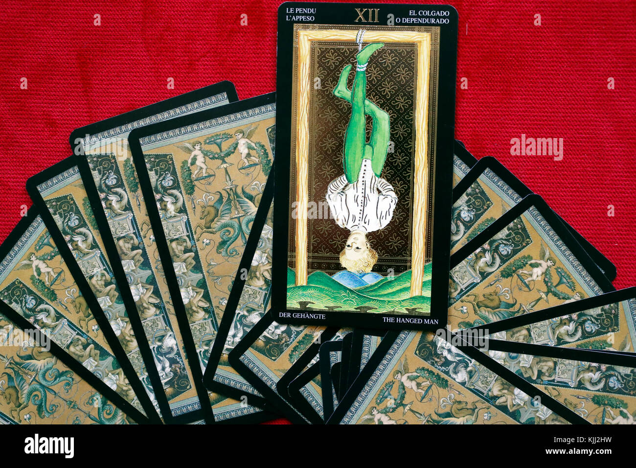 Tarot Karten. Die Gehängten. Stockfoto