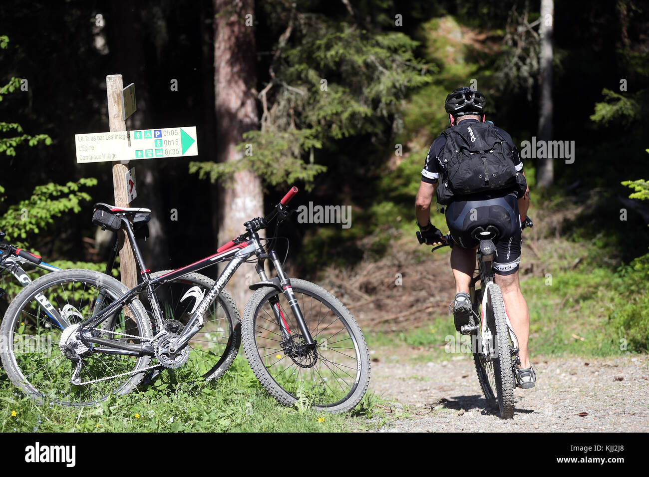 Mountainbike Rennen in den französischen Alpen. Frankreich. Stockfoto