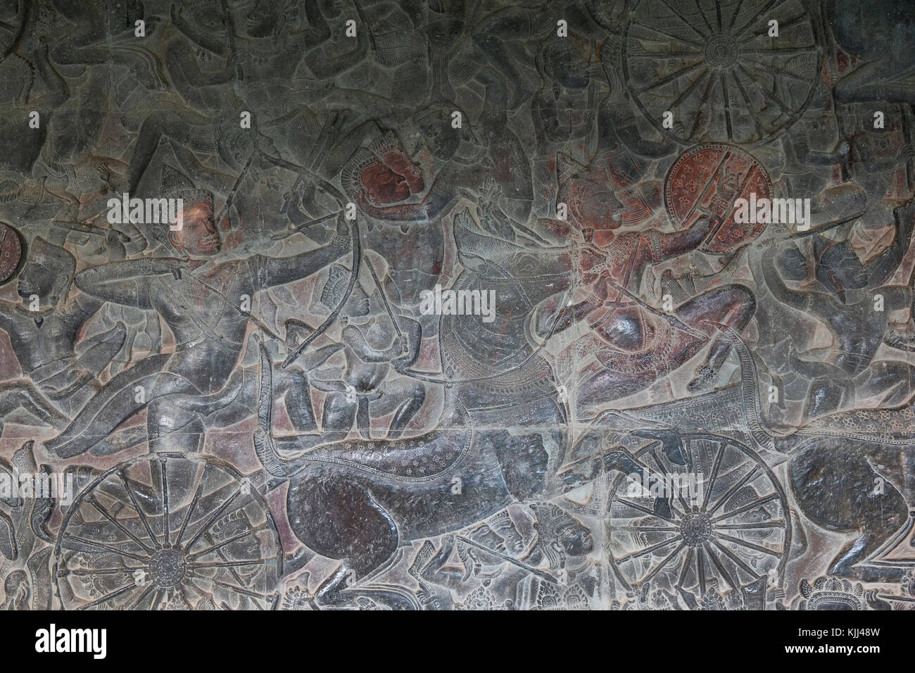 Relief in Angkor Wat. Kambodscha. Stockfoto