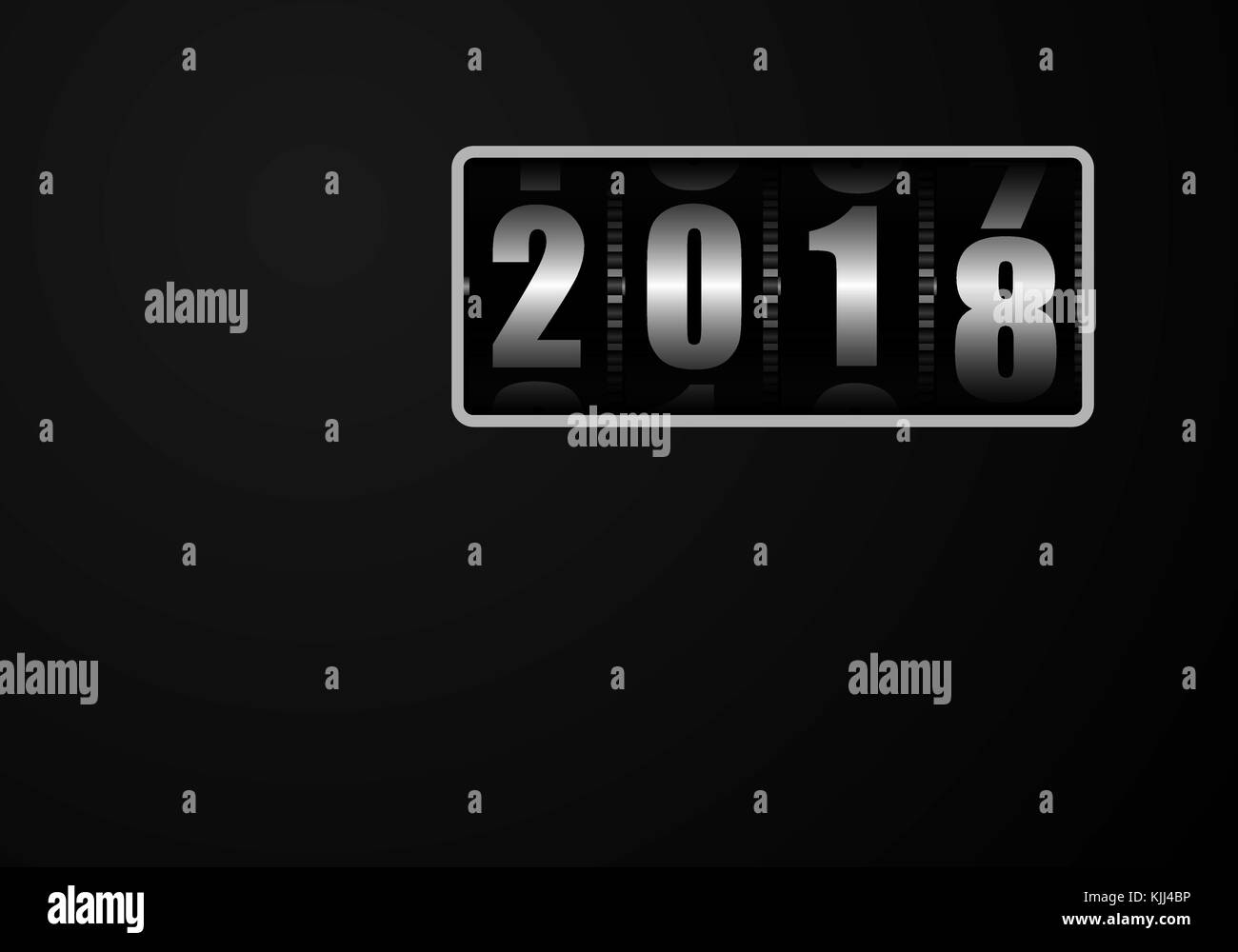 Ändern des Jahres auf der Trommel Zähler von 2017 bis 2018. Billet für Postkarte oder Poster Stock Vektor