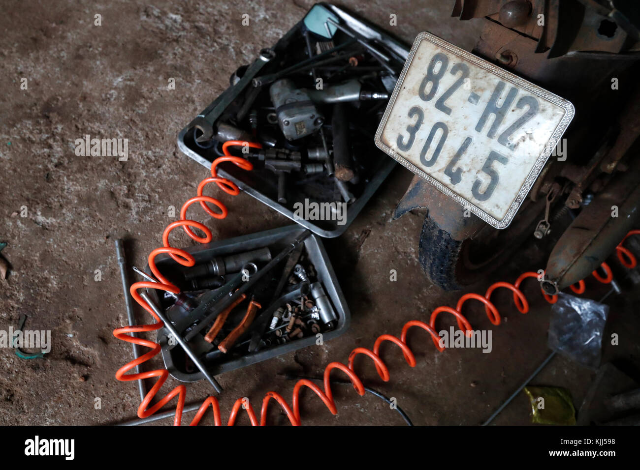 Verschiedene garage Tools. Kon Tum. Vietnam. Stockfoto