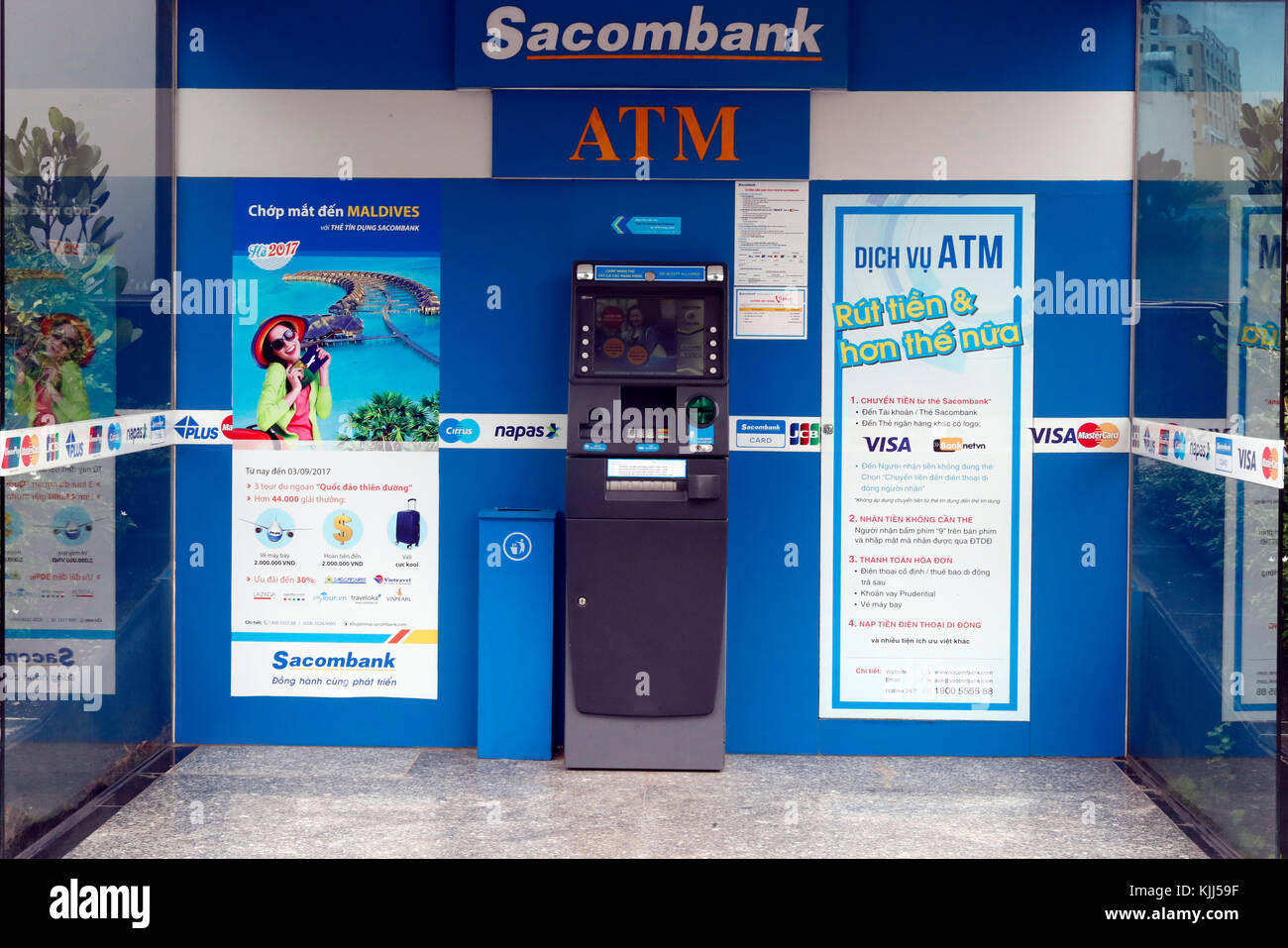 Sacombank Geldautomat. Ho Chi Minh City. Vietnam. Stockfoto