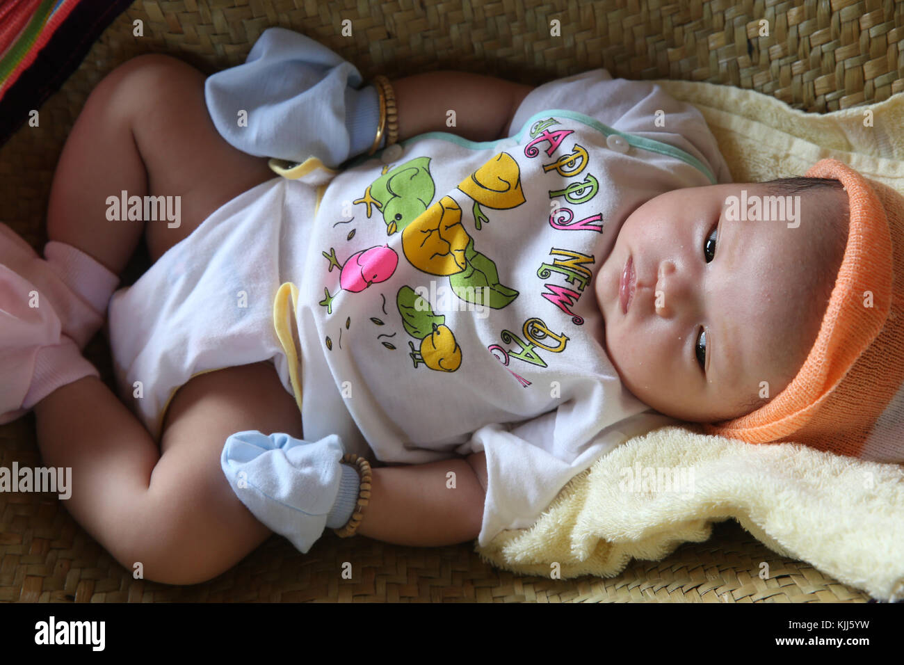 Einen Monat vietnamesischen Baby schläft. Thay Ninh. Vietnam. Stockfoto