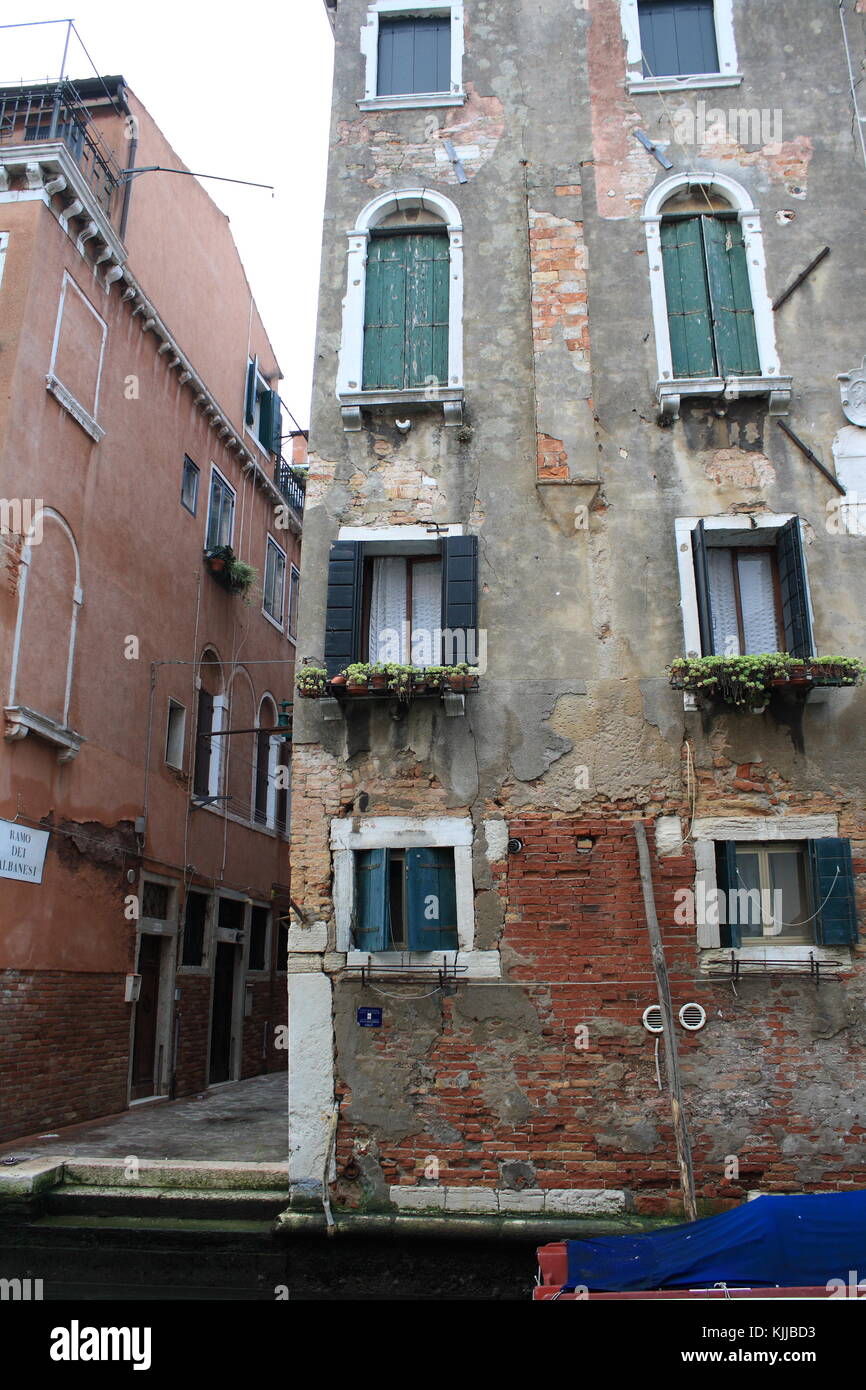 Sehr alte Denkmal UNESCO-Weltkulturerbe, Häuser in Venedig, Italien. Stockfoto