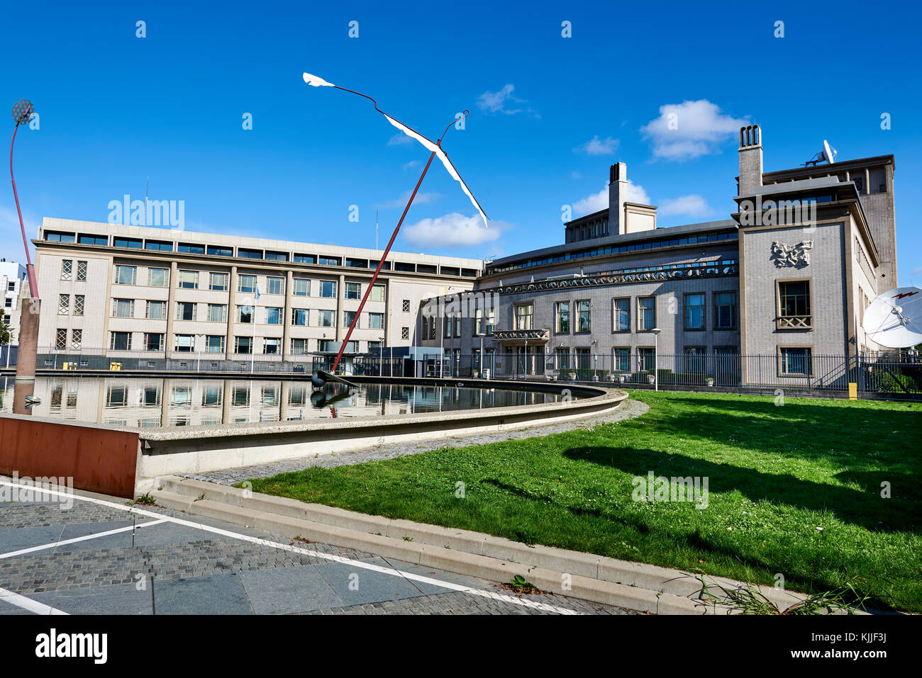 Ehemalige Gebäude des Internationalen Strafgerichtshofs für das ehemalige Jugoslawien (ICTY) in Den Haag, internationale Stadt des Friedens, Niederlande. Stockfoto