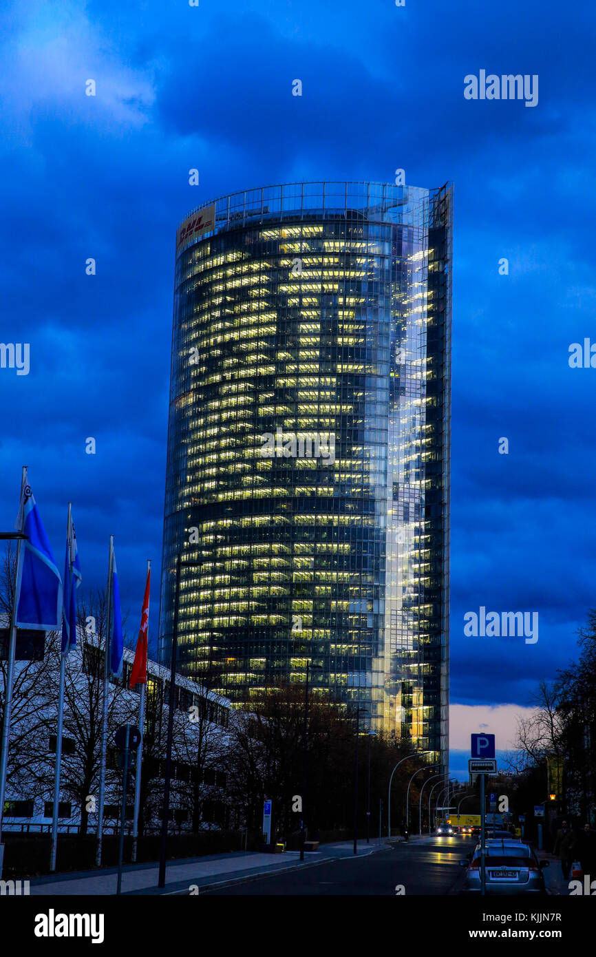 Die DHL (Deutsche Post DHL) Konzernzentrale in Bonn in Deutschland. Stockfoto