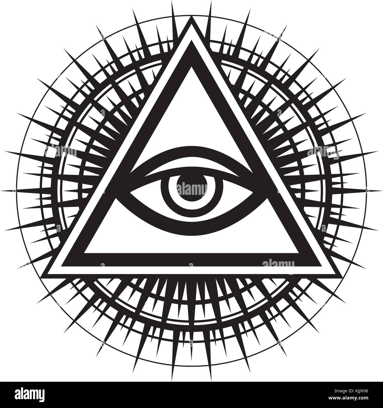 Alles sehende Auge Gottes (Das Auge der Vorsehung | Auge der Allwissenheit | leuchtende Delta | Oculus Dei). Mystische Symbol der Illuminaten und Freimaurer. Stock Vektor
