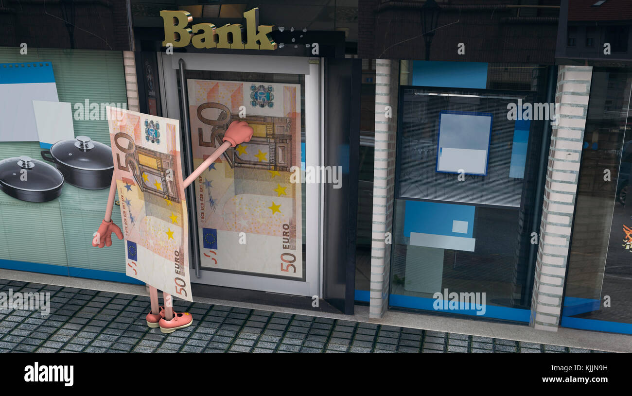 Moderne Schriftzug Phrase abgebildet. Geld geht, wo das Geld ist. Inschriften in Abbildung. Stockfoto