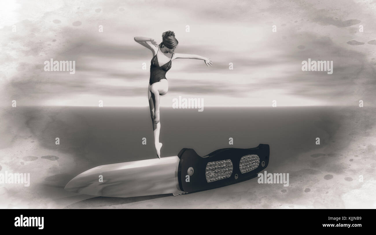 Moderne Schriftzug Phrase abgebildet. Auf des Messers Schneide leben. Inschriften in Abbildung. Stockfoto