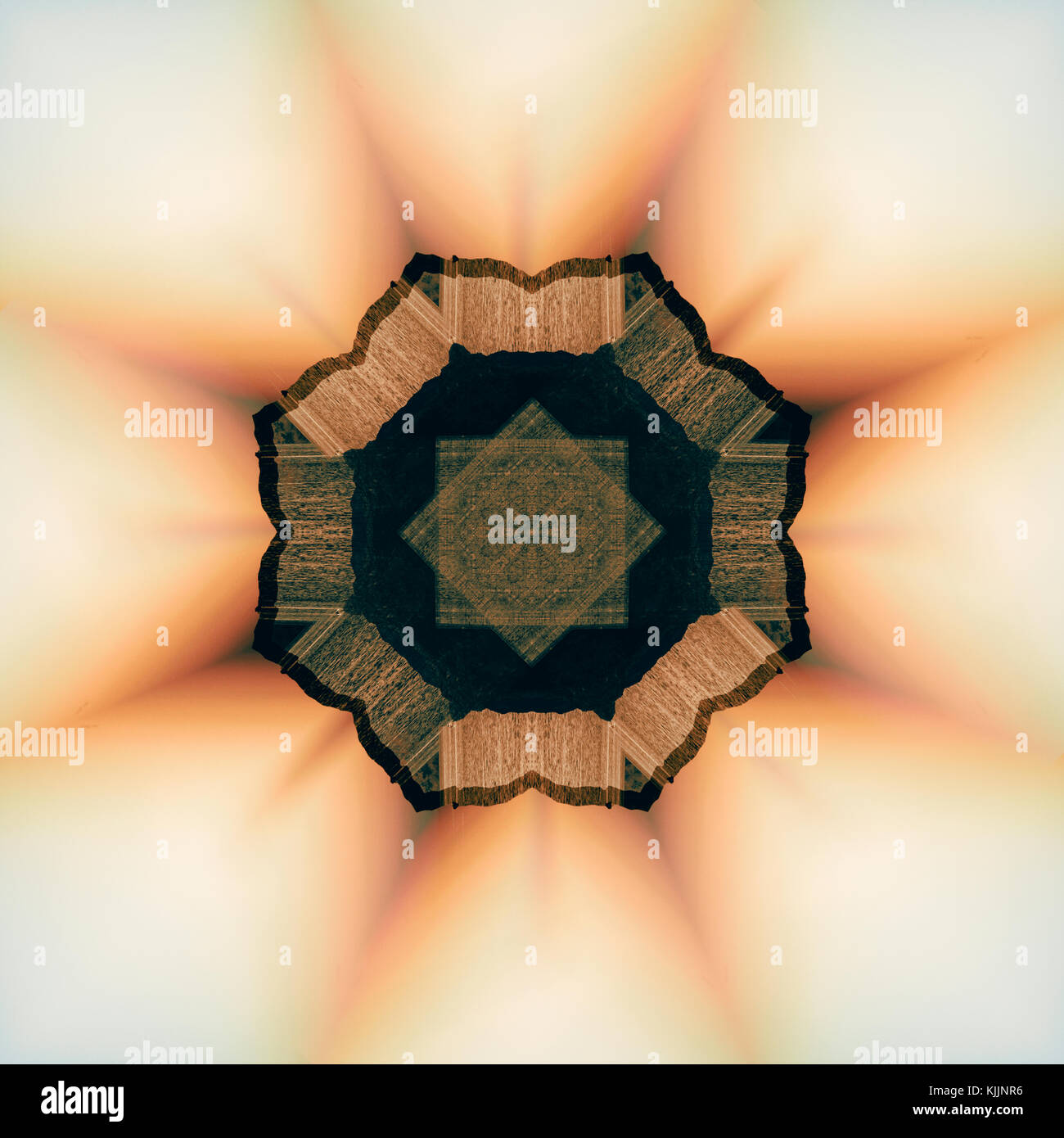 Abstrakte glänzenden geometrischen Swirl mit achteckigen Form von Litzen auf dunklem Hintergrund gebildet. Fraktale Grafiken Stockfoto