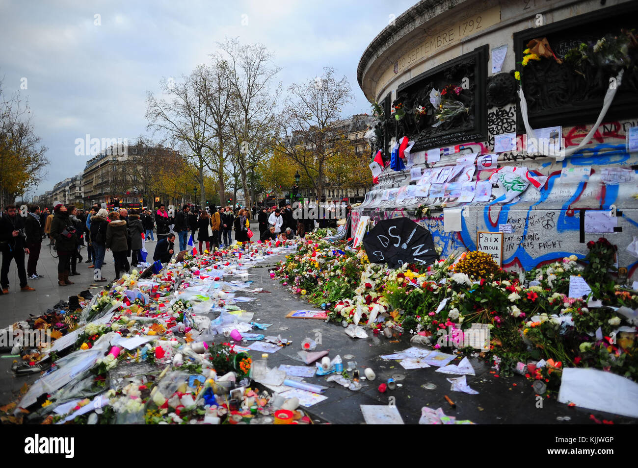 Hommage an die Opfer der Terroranschläge in Paris. Frankreich. Stockfoto