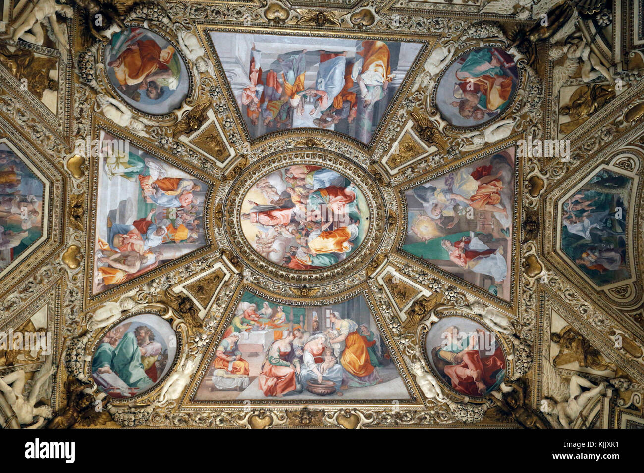 Die Basilika Santa Maria in Trastevere, Rom. Fresken. Italien. Stockfoto