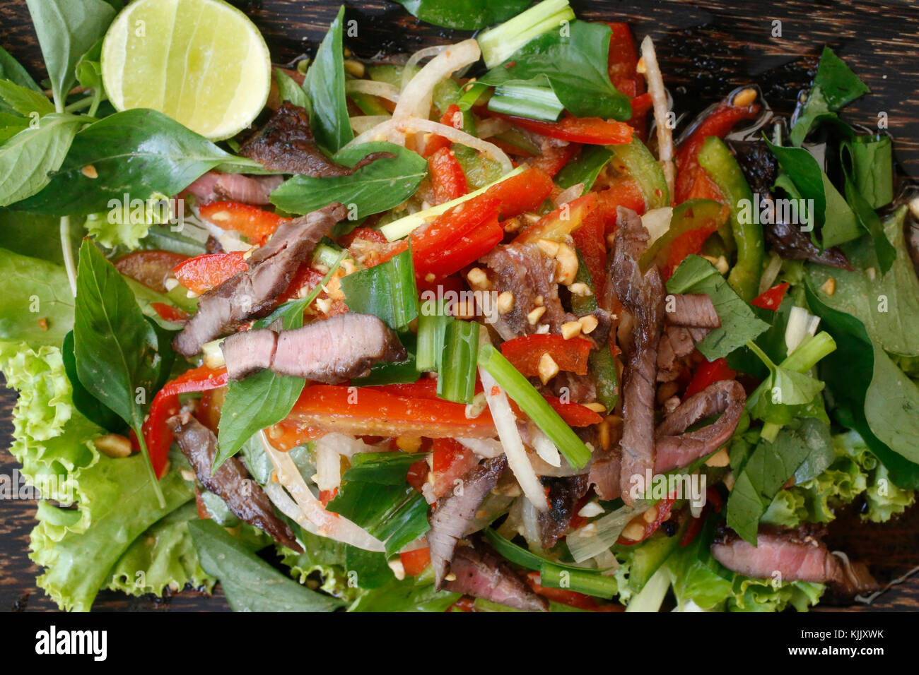 Khmer Rindfleisch Salat. Siem Reap. Kambodscha. Stockfoto