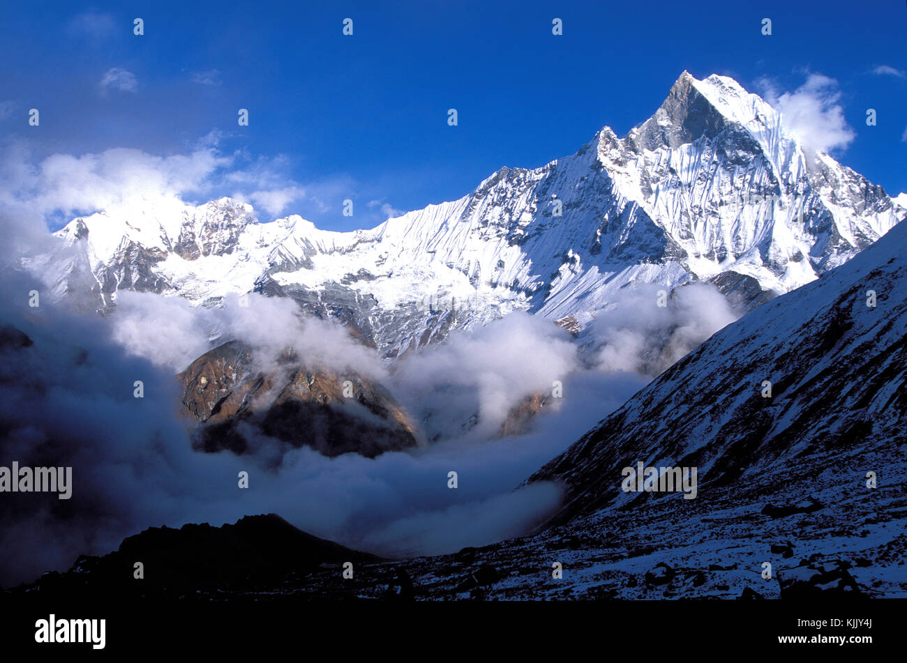 Machhapuchhare. 6993 M. in Nepal. Stockfoto