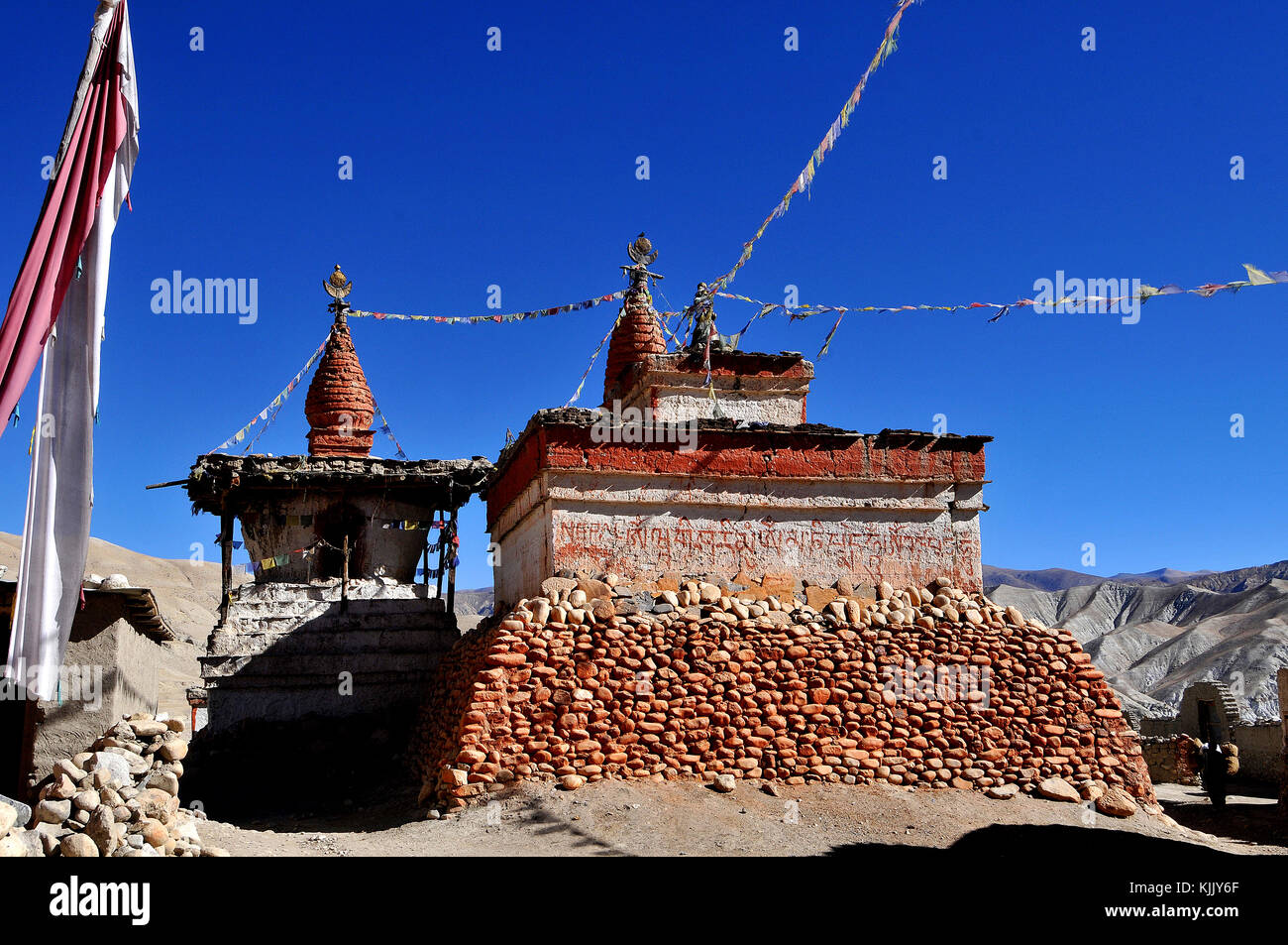 Stupas in Lo-Manthang Dorf, Mustang. Nepal. Stockfoto