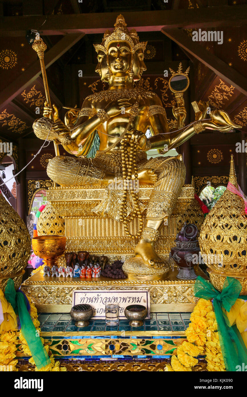 Brahma Statue in Wat Chai Mongkhon, Chiang Mai. Thailand