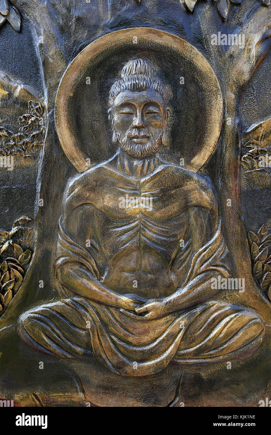 Chua Thien Lam Gehen buddhistische Pagode. Buddhas Askese. Der zukünftige Buddha den großen Kampf und sein Körper wurde abgemagert. Thay Ninh. Vietnam. Stockfoto