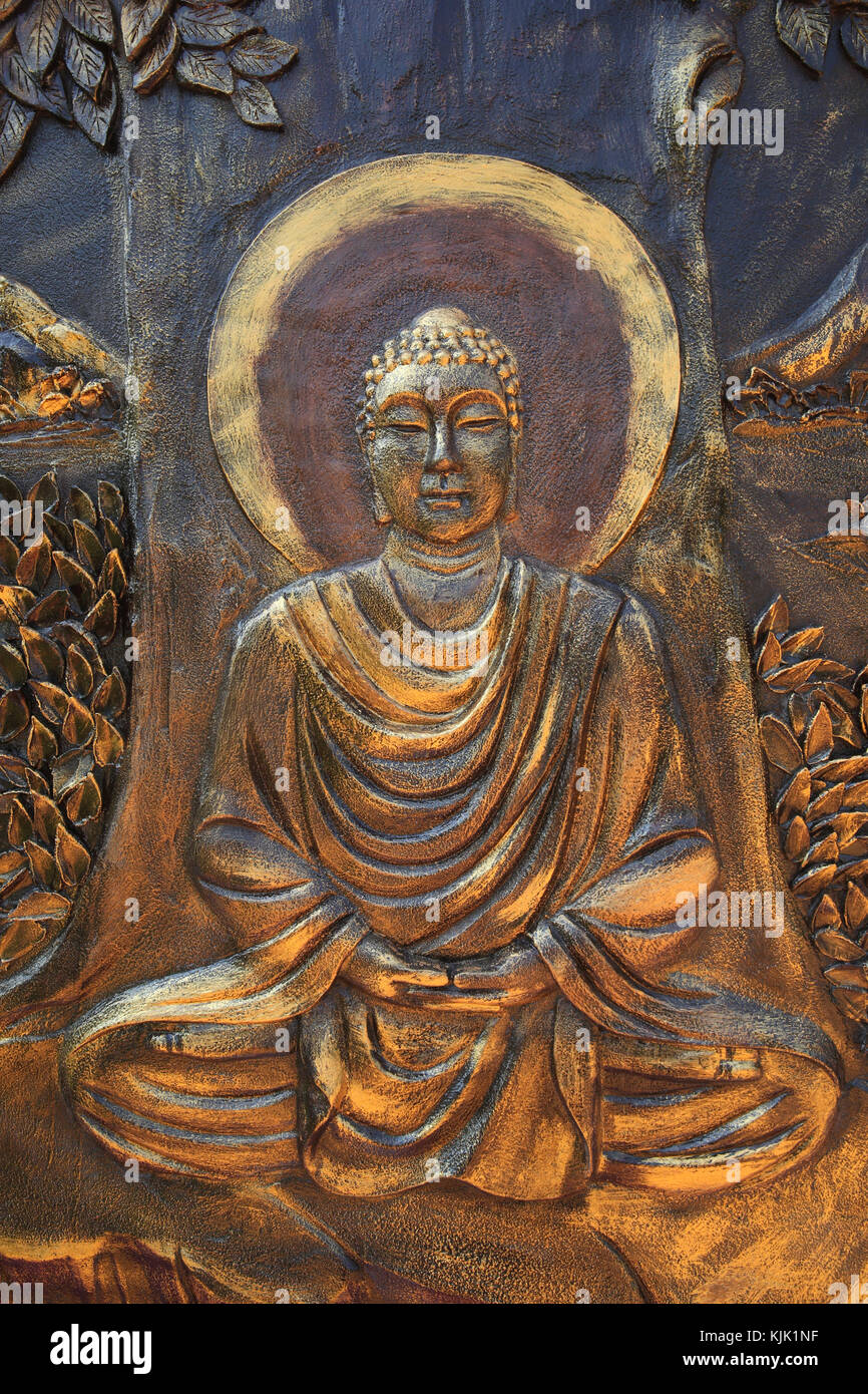 Chua Thien Lam Gehen buddhistische Pagode. Shakyamuni Buddha in der Meditation sitzen darstellen. Thay Ninh. Vietnam. Stockfoto