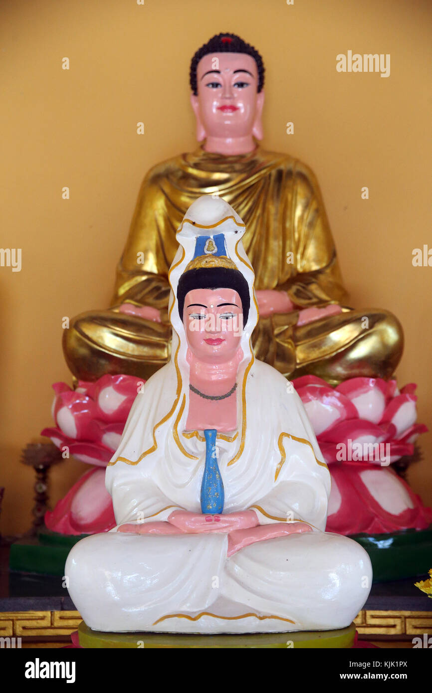Chua Thien Lam Gehen buddhistische Pagode. Quan bin Bodhisattva des Mitgefühls oder der Göttin der Barmherzigkeit. Thay Ninh. Vietnam. Stockfoto