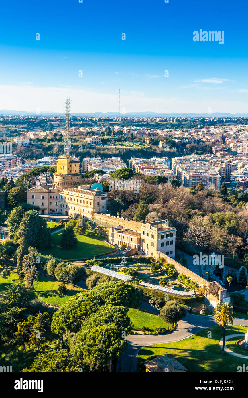 Radio vaticana Verwaltungsgebäude und Funkmasten in der Vatikanstadt Stockfoto
