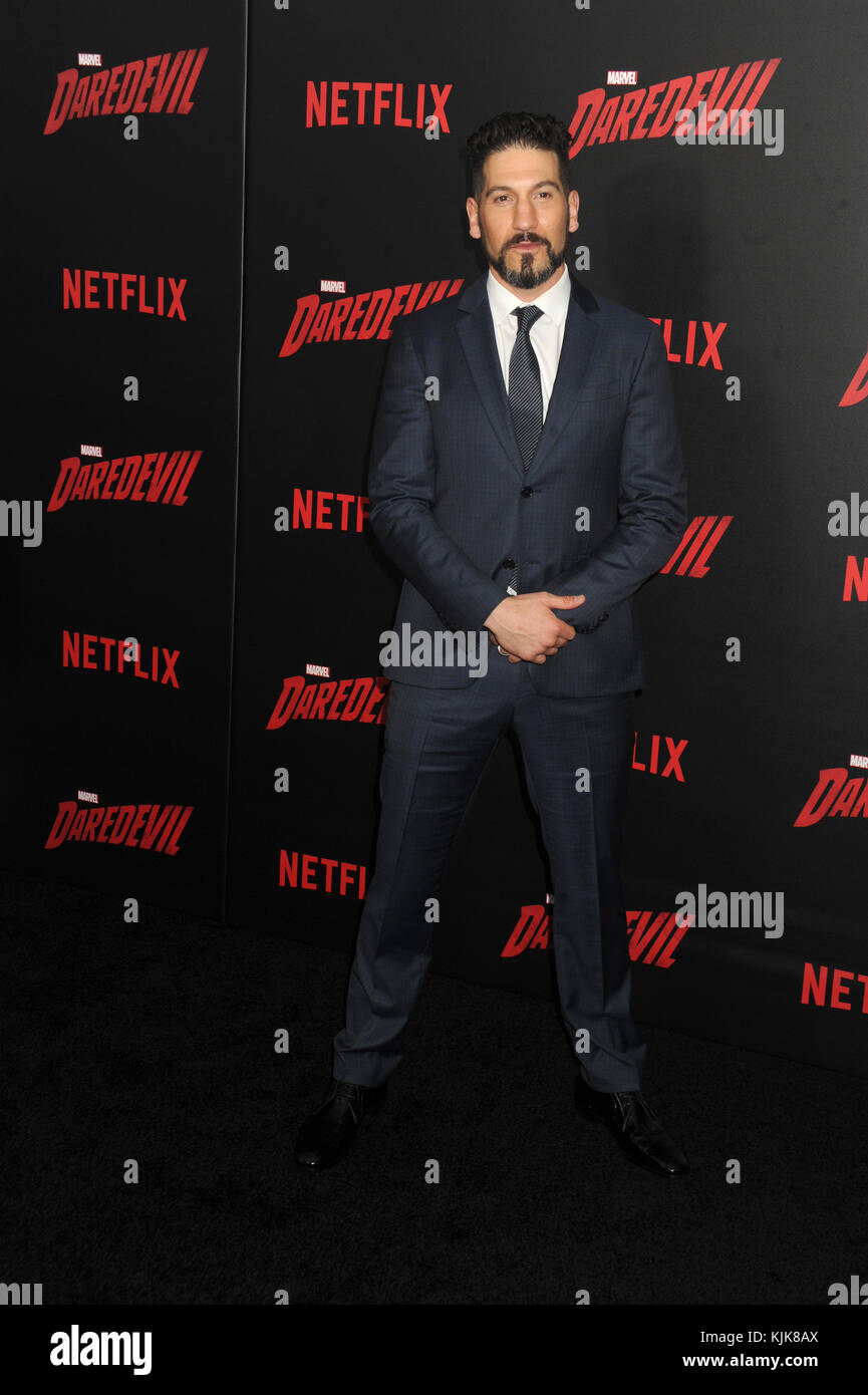 New York, NY - 10. März: Jon bernthal besucht die 'Daredevil' Saison 2 premiere auf AMC Loews Lincoln Square 13 Theater am 10. März 2016 in New York City. Leute: Jon bernthal Stockfoto