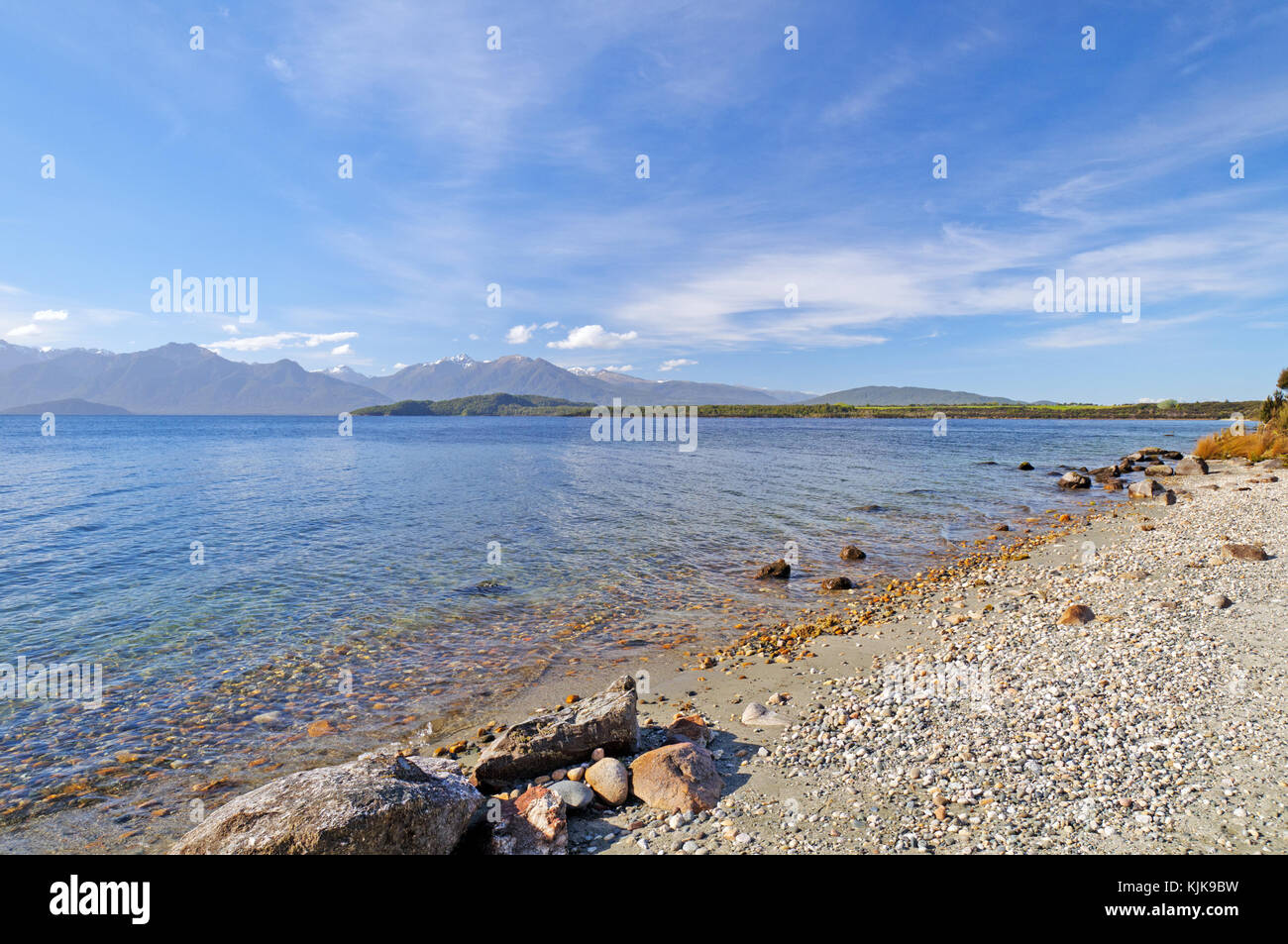 Lake Manapouri im Fjordland Nationalpark in Neuseeland Stockfoto