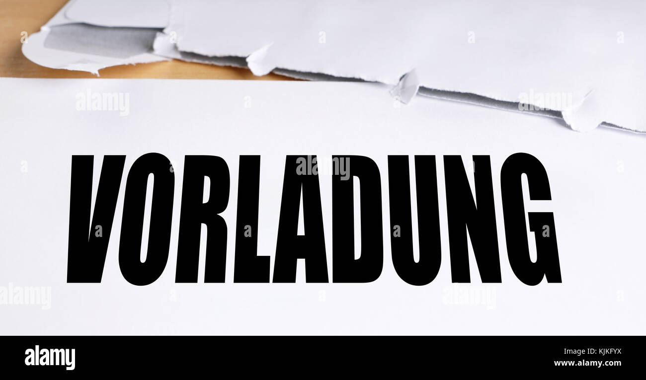 Vorladung ist ein deutscher Aufruf schreiben Stockfotografie - Alamy
