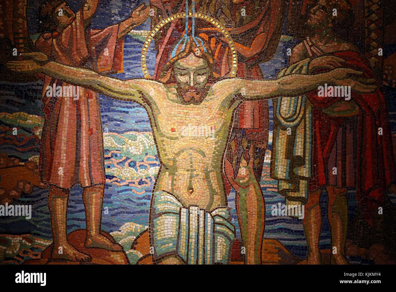 Der heilige Paulus Kirche. Taufe Christi (Detail). Mosaik von Maurice Denis. Genf. Die Schweiz. Stockfoto