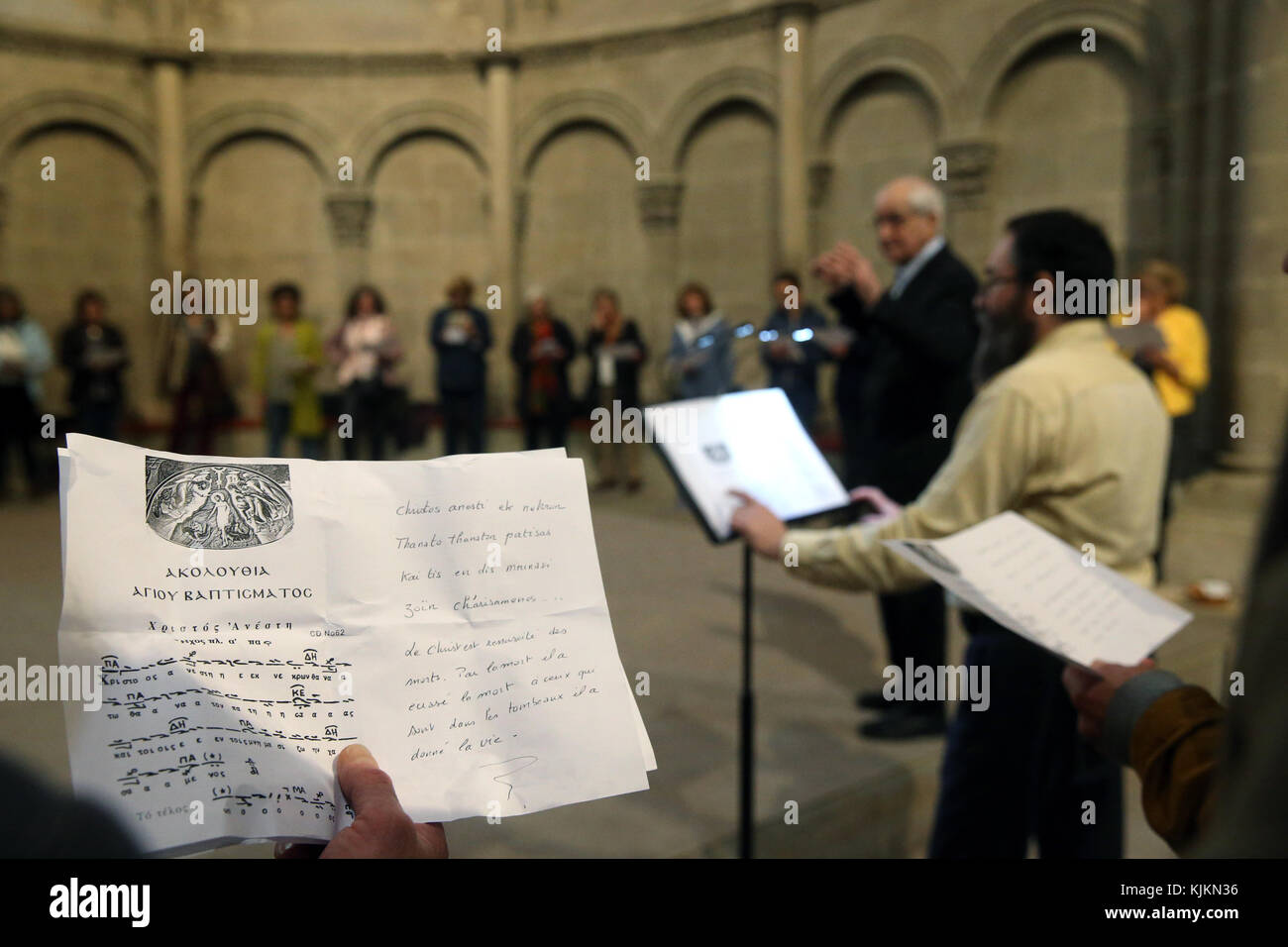 Byzantinischer Gesang Workshop. Kathedrale Genf. Die Schweiz. Stockfoto