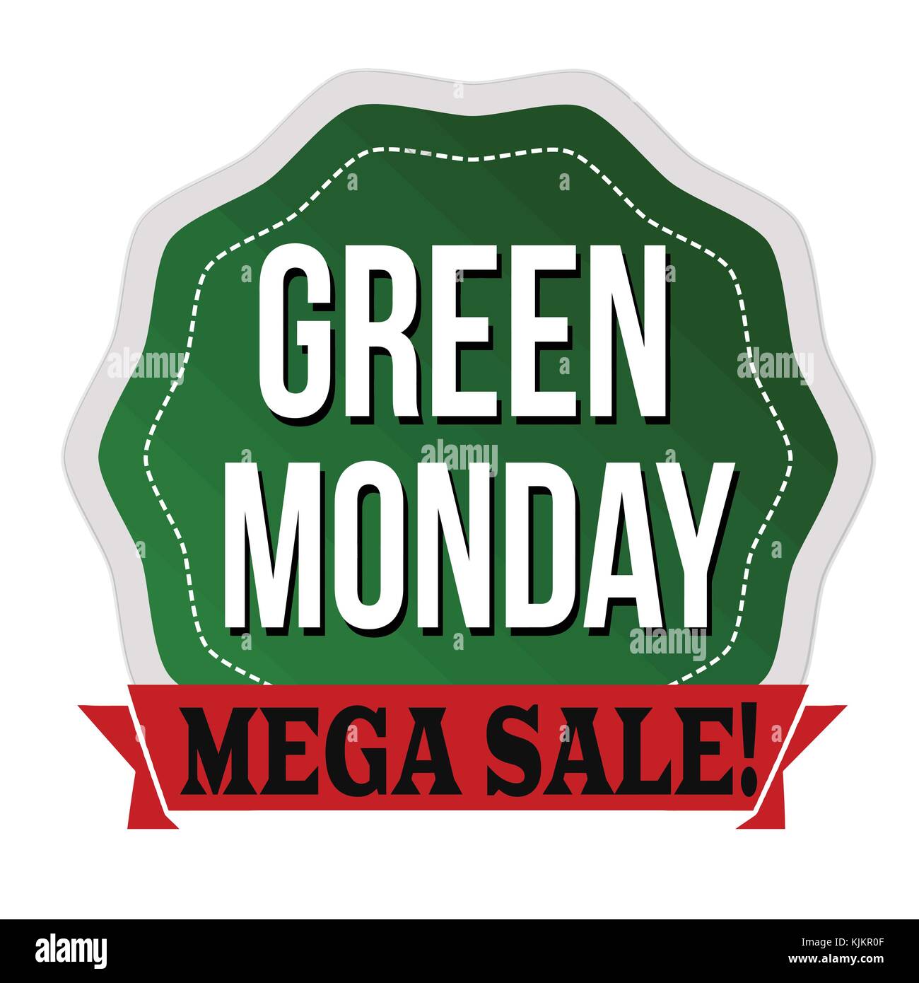 Grün Montag, Aufkleber oder Sticker auf weißem Hintergrund, Vector Illustration Stock Vektor
