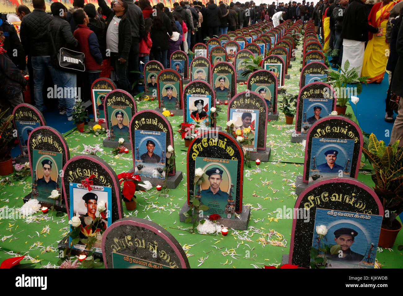 Tamil Eelam treffen in Sarcelles, Frankreich. Hommage an die gefallenen Soldaten von Tamil Eelam. Stockfoto