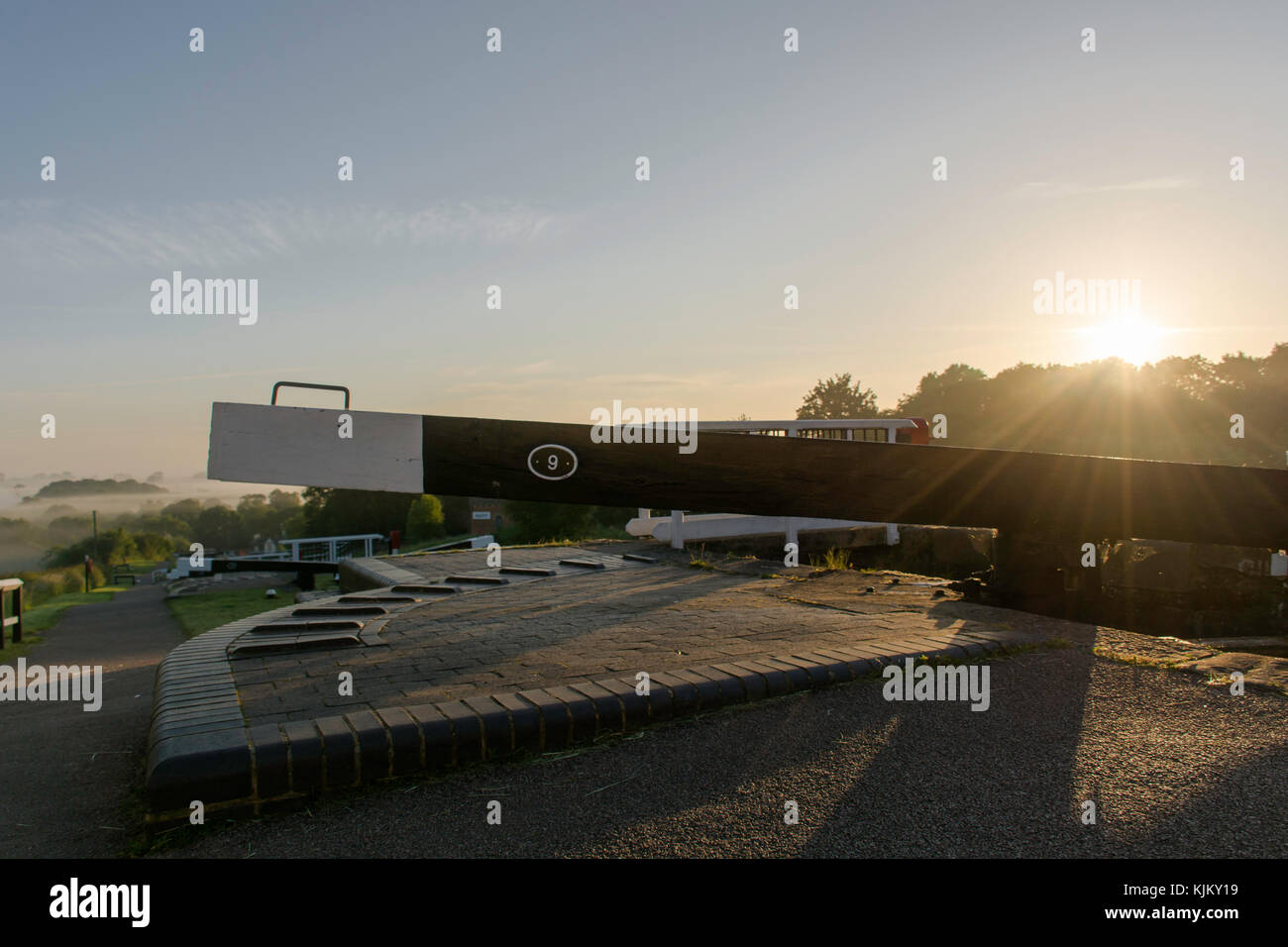 Foxton locks in der Morgendämmerung, Leicestershire Stockfoto