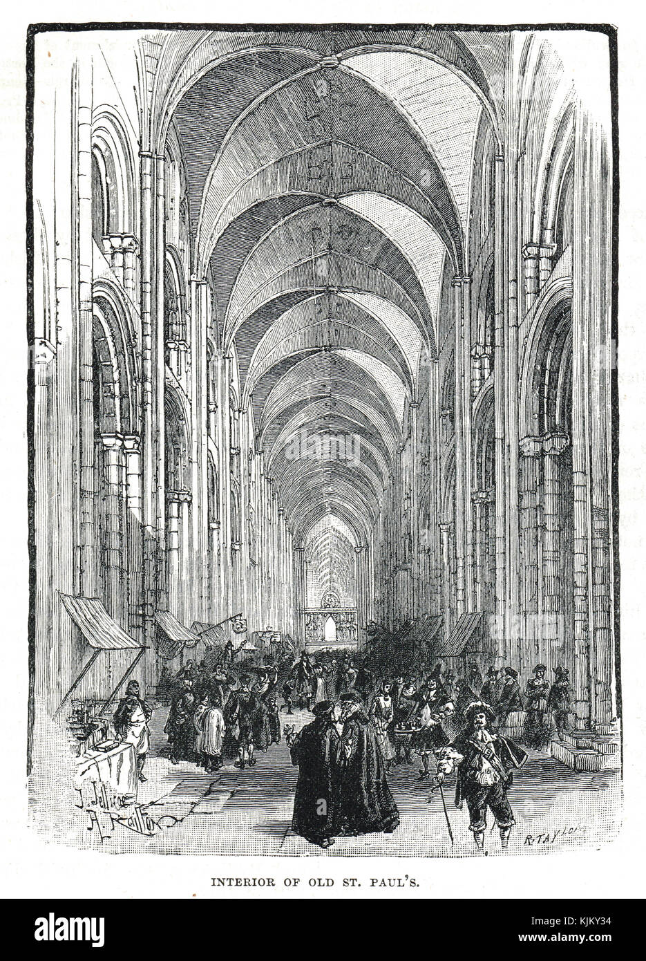 Innenraum der alten St. Paul Kathedrale in der Zeit von Charles I Stockfoto