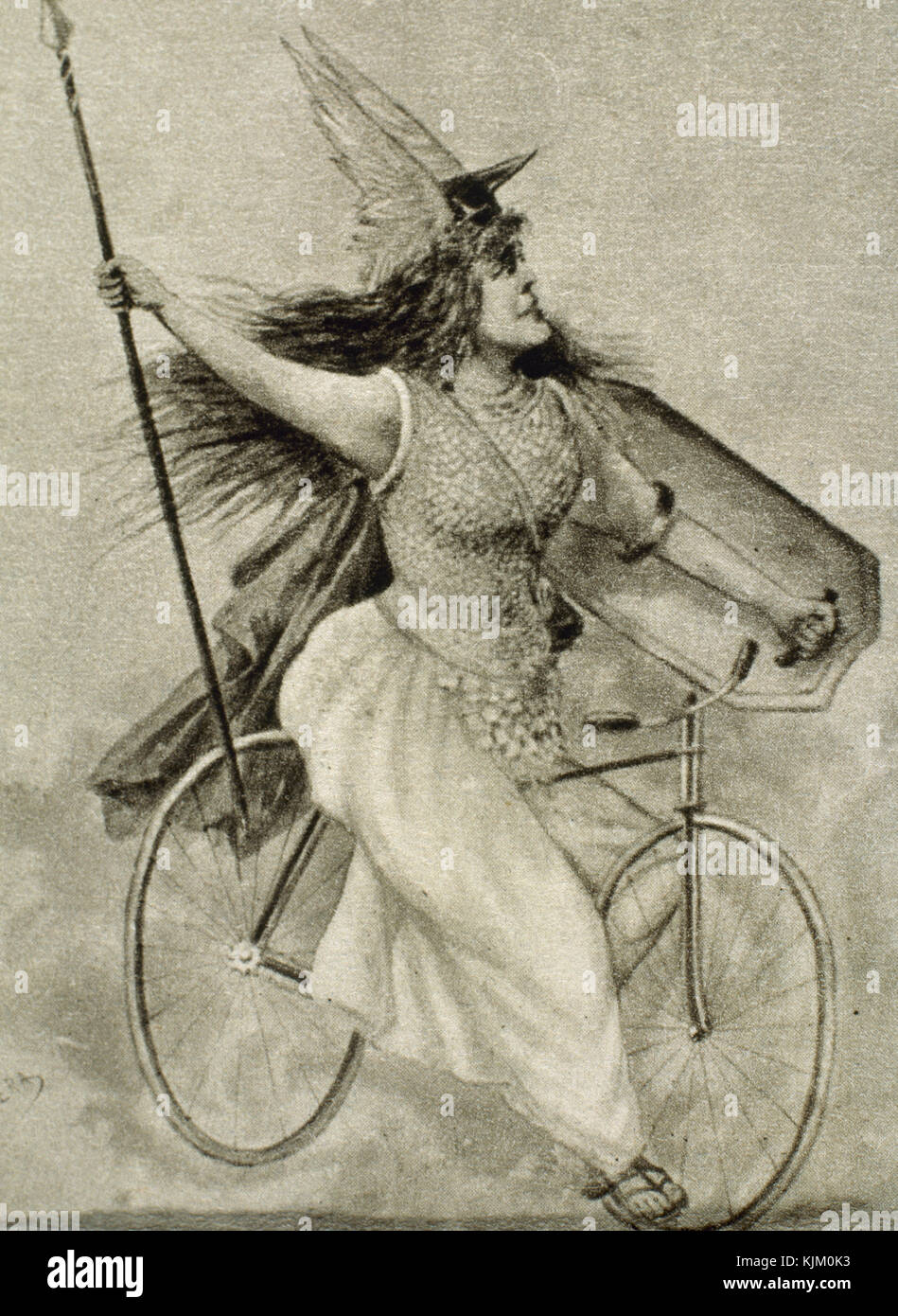 Ada Adini (1855-1924). Amerikanischen Opern Sopran. Adini in der Rolle von Brynhildr in "Die Walküre" von Richard Wagner (1813-1883), der zweite der vier Werke, der Wagner Zyklus "Der Ring des Nibelungen". Kupferstich von parera. Stockfoto