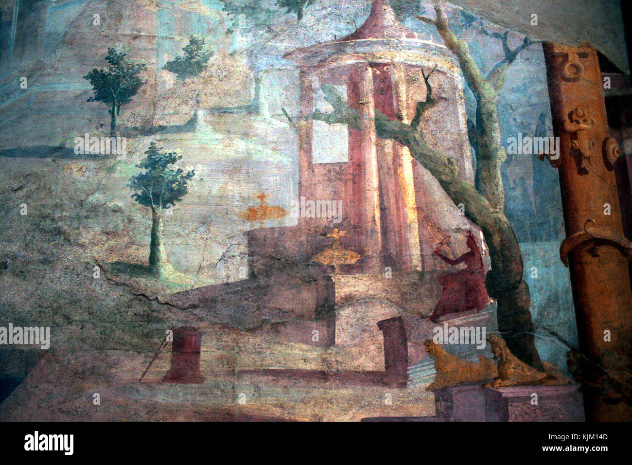 Gemälde aus dem großen Saal am Hof des Tempels, Pompeji, Italien Stockfoto